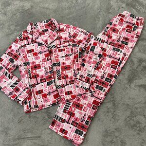 Kate Spade Two Piece Holiday Christmas Pajamas Set Women's MEDIUM Pants Shirt
